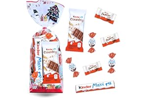 PRO DISTRI KINDER Noël | Sachet garni d'un Assortiment de 40 Chocolats Kinder Schokobons, Mini Bueno, Maxi et Country | Friandises prêtes à Offrir à Noël ou en Fin d'année