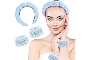 SYCLOPAK Fascia Capelli Skincare,Skincare Kit,Fascia Skincare,Cerchietto Skincare,Fascia Per Capelli Donna,Fasce Capelli Donna,Fascia E Polsini Skincare,Spa Headband for Women,Cura Della Pelle,Blu