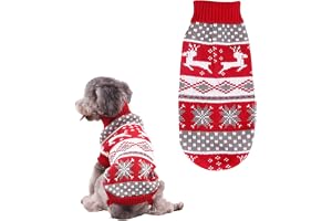 Dog Sweater, Dog Christmas Jumper with Festive Design, Warm and Comfortable Dog Christmas Presents for Small Medium Dogs, 38 cm Back Length, 95g Lightweight