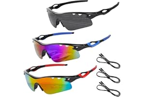 Beipegin 3 en 1 Gafas de Sol Hombre Mujer, Gafas de Ciclismo, Gafas de Running, UV 400, Resistentes al Viento, Multicolor, Unisex Adulto