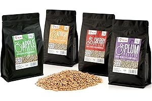 BBQ-Toro Pellets Set aus 100% Fruchtholz | 4 Sorten à 1 kg | Smokerpellets für Grill, Smoker, Pellet-Pizzaofen und Heizungsanlagen | Kirsch-, Pflaume-, Aprikose- und Apfelpellets | Grillpellets