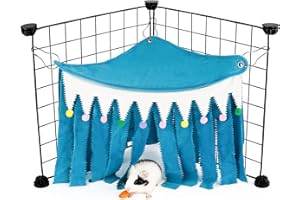 ONEJU Meerschweinchenversteck, Dreieckige Oben Versteck für Meerschweinchen, 3-Seitiger Kleintierverstecke für Meerschweinchen, Kaninchen, Chinchilla, Frettchen, Ohne Metallzäune. (Blau)