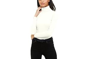 Re Tech UK Womens Jumpers Plain Ribbed Cotton Polo Turtle Roll Neck Tunic Top Long Sleeve Sweatshirt Ladies Winter Clothes Pullover Sweaters