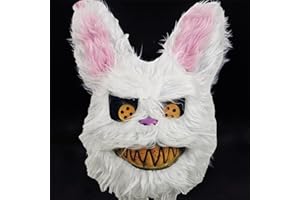 CARNAVALIFE Máscara de Conejo Sangriento de Terror para Adulto, Máscara de Conejo Malvado para Disfraz de Halloween Pascua Carnaval y Fiestas de Disfraces