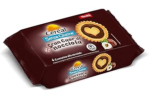 Céréal Gran Cuor di Nocciola, Crostatine alla Nocciola Senza Glutine, Senza Lievito, 4 Dolci Senza Glutine, 150 gr