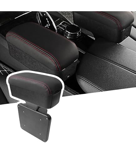 Coussin Accoudoir Voiture CGEAMDY - Peluche Douce - Protection Console - 30x20 Cm - 12 Couleurs Au Choix - Noir