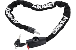 AIXMEET Candado de Bicicleta, Candado de Cadena, Fortalecer el Bloqueo de la Cadena Gruesa,Cadena de Bloqueo Alta Seguridad, Candado de Bicicleta con Llaves, candado de moto, 88cm Negro