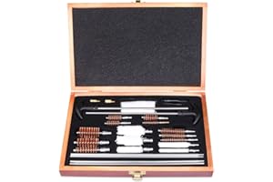 BORESNAKE Kit Pulizia Armi Universale Kit Pulizia Fucile Pistola per Tutti i Calibri 9x21 9x19/5.56mm 9mm/Calibro 12, Accessori per Fucili da Caccia con Custodia in Legno