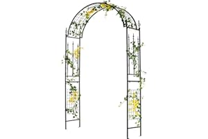 COSTWAY Rosenbogen Metall, Gartenbogen für Kletterpflanzen, Rosengitter mit 4 Bodenpfählen, Torbogen Rankhilfe Rankgitter, Rankbogen für Hinterhof Hochzeit Party, 143 x 40 x 234 cm