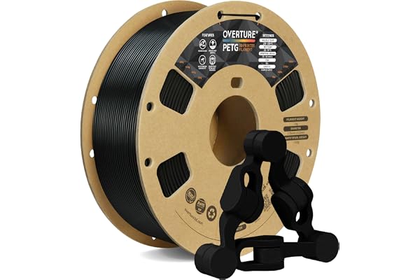 OVERTURE PETG Filament 1.75mm, Bobine de 1kg(2,2lbs), Précision dimensionnelle +/- 0,02 mm,vitesse maximale de 300 mm/s (Noir)