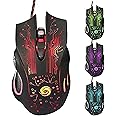 Gaming Mice, Computer Gaming Mouse Wired Manipulator Gaming Mouse Glare USB Wired Gaming Mouse Adjustable 7 Buttons LED Backlit Professional Gamer Mice Ergonomic, for PC Laptop (Black Seven Colors)