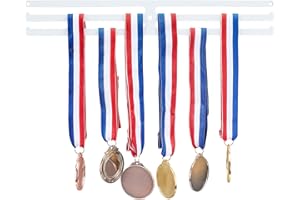 AHANDMAKER Cornice Porta Medaglie alla Moda, Appendiabiti per Esposizione di Medaglie Rettangolari Bianche Facile da Installare per Tutte Le Medaglie in Corsa Medaglia Sportiva Porta Medaglie da Gara