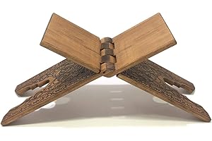 Ilm Verlag Rahle, Koranständer, Buchständer aus edlem Holz mit geprägten eingebrannten Ornamenten und Blumenmuster (55 cm)