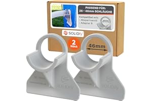 SOLIDfy® - [2 supports de tuyau de piscine de 26 mm à 46 mm | Support de tuyau pour Intex, Bestway, Hecht | également avec adaptateur B et support de tuyau d'arrêt 32 mm 38 mm protection anti-torsion