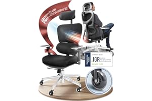 ‎CLOUVOU CLOUVOU ProSeat Bürostuhl Ergonomisch | Schreibtischstuhl QuantumFlex, Verstellbare 4D Chrom-Metallarmlehne, Blade Wheels | Büro Stuhl, Computerstuhl Home Office Chair Ergonomic,150 kg (ProSeat)