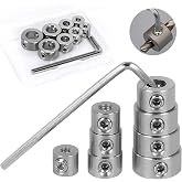 DXIA 8 Piece Depth Stop Drill Bit Set with Hex Wrench 3-10mm, Split Ring Drill Bit Stop Neck Set for Woodworking, Silver