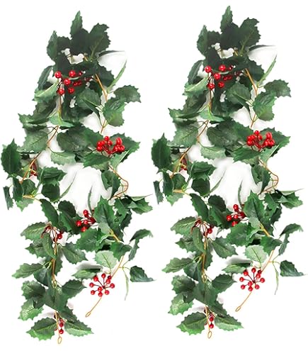 Lumières De Noël En Forme De Houx Vert Alimentées Par Piles