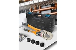 AMZCNC Profi Presszange TH-Kontur 16-20-26-32 Set Presswerkzeug mit 360° drehbarem Kopf,für Verbundrohr mit Fittings der TH-Kontur, Backeneinsätze TH16,TH20,TH26,TH32 incl