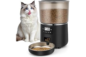 Futterautomat Katze, Apritsce 4L Katzenfutter Automat mit Edelstahlnapf und Timer, 1-4 Mahlzeiten pro Tag Futterspender Katze, Automatic Cat Feeder für Kleine und Mittlere Haustiere