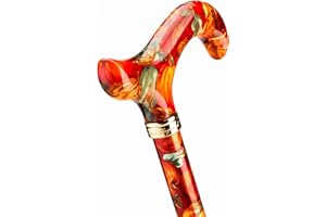 CLASSICCANES Gehstock Thanksgiving, schicker Derbygriff aus Acryl mit bunt-herbstlichen Mustern, aufgesetzt auf einen Stock aus stabilem Leichtmetall und Schmuckring, höhenverstellbar, inklusiv Schlankpuffer.