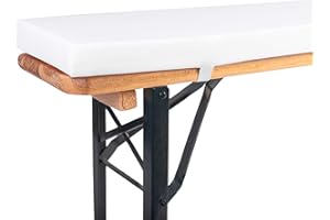 ‎TEXDEKO TexDeko® Bierbankauflage gepolstert 220x25x4cm XL für Bierzeltgarnitur Bankauflage waschbar mit Reißverschluss zum selber aufziehen (Weiß)