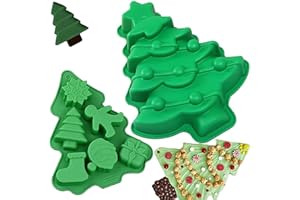 AIXIMA Moule à Gâteaux de Noël, 2 Pièces Moules en Silicone, Moules à Chocolat, Moulle Sapin de Noël, Pour Gâteaux, Desserts, Chocolats, Puddings, Gelées