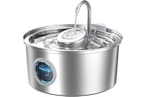 KOOGMOON Fontanella per Gatti Acciaio, 3.2L Fontana per Gatti, Fontanella Gatto, Finestra Trasparente, Design del rubinetto, Filtrazione Multipla, Pompa Silenziosa, Fornisce Acqua Fluente
