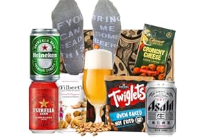 ANT & CHID Ant&Chid The Assorted Hamper Craft Beer GiftSet Box for Men and Women|Lager Hamper Gift Set 3 BeerCans|1 x Tasting Glass|3 Assorted Delicious Snacks|1 x Beer Socks