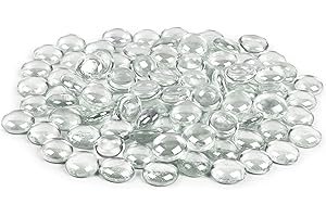 ARSUK Galets Décoratifs en Verre, Pierres Perles Arrondies, Pierres, Gemmes (170-180 pcs / 0.955kg Galets Transparents)
