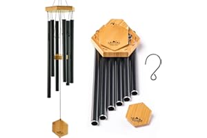 UpBlend Outdoors Wind Chimes for Outside - 29" Black Wind Chime Outdoor, Zen Garden Chimes for Outdoors, Tin Windchime, Decor Windchimes for Mom, Grandma, Gifts for Her