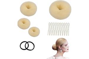 BFUZXY ﻿4 Stück Duttkissen Haar Donuts,Dutt Kissen Set,Dutt Maker mit 2 Haarband und 10 U-Form Haarspange,Donut Haare Frisurenhilfe Set,Duttkissen Groß und Klein für Kinder und Frauen