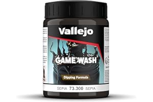 Vallejo Game Wash Pintura Acrílica Wash Sepia para Aplicar Efectos de Sombras y Luces, 200 ml. de Forma Fácil y Rápida
