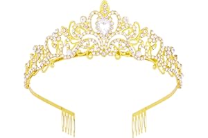 Crowns for Women, Vofler Gold Tiara Crystal for Princess Queen Ladies Little Girls Adult Bridal Bride Birthday Wedding Pageant Prom Costume Party