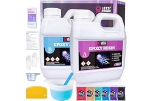 LET'S RESIN 2,4L Epoxidharz Set, Blasenfreies Gießharz Set, 1:1 nach Volumen, Transparent Epoxidharz mit Härter für Kunstwerke Gießharz, Schmuck, Formen Silikon, Tischplatte, Hitze- & UV-Beständig