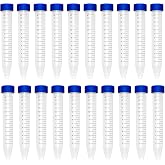 HUAZIZ 20 Pieces 15ml Plastic Spin Tube, Conical Centrifuge Tubes, Graduated Marks, Blue Screw Cap, Test Sterile for Laborato