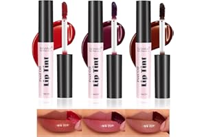 PETANSY Peel Off Matte Lip Tint 3 Colors Long Lasting Lip Stain Peel Off Matte Tattoo Color Lip Gloss Waterproof Liquid Lipstick Non-Stick Cup Tinted Lip Stain (A, 3 PCS)