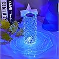 16 Color Changing Crystal Diamond Table Lamp Led Touch Night Light Romantic Rose Acrylic Bedside Lamp with USB Port for Kids Bedroom,Living Room,College Dorm,Party Christmas Decor(Remote&Touch)