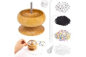 axbeeax Wooden Bead Spinner Kit Clay Bead Spinner for Jewelry Making Bracelet Maker Stringing Wooden Crafting