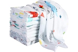 koo-dib Muselinas Bebe Algodon 80x80 cm, Manta, Muselina, Bebe, Gasas para BebéS De 10 Piezas, Sirve como Toallita O Mantita, Toalla Bebe Recien Nacido, Arrullo para Bebes, Toalla De BañO Bebe NiñO