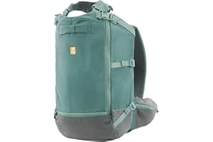 Ruffwear Hitch Hiker Dog Backpack Carrier, Pet Carrier Travel Bag, Integrated Harness & Padded Straps, Breathable & Comfy, Fully Ventilated, for Small Pups up to 30kg, River Rock Green, Small