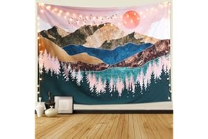 Dremisland Sol Tapiz de Pared Bosque Árbol Tapiz Montaña Colgante de Pared Psicodélico Naturaleza Paisaje Tapiz Decoración del hogar para Dormitorio Sala de Estar (Vistoso, M / 130 X 150 cm)