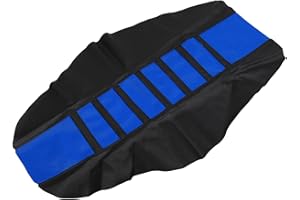 X AUTOHAUX Universal Motorcycle Pit Dirt Bike Faux Leather Soft Seat Cover Anti Slip Seat Cushion Dark Blue Black