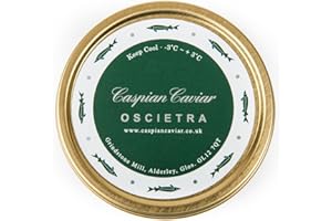 Caspian Caviar Oscietra Caviar 50g | Fish Caviar | Premium Black Sturgeon | Malossol Golden-Brown Pearls | Buttery & Nutty Flavour | Perfect for Festive Celebrations & Gifting