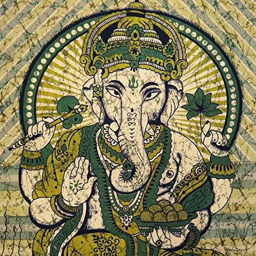 Lord Ganesha Wandbehang Indian Cotton Tapestry Königin Grün Décor Werfen 92X 82 Zoll - 5