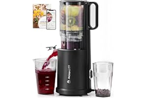 AAOBOSI AOBOSI Juicer Machines, 135MM Large Feed Chute for Whole Fruits and Vegetables - 1.5L Capacity 200W Cold Press Juicer with Upgraded Auger, Safety lock and Triple Filter, Black