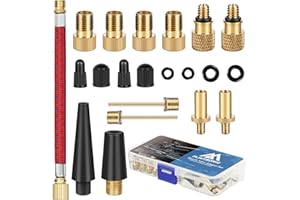 Flintronic Bicicletta Adattatore per Valvola, 21 Pezzi Adattatore per Pompa Bici, Adattatore Valvola Bici, Valvola Schrader Adattatore, Set Adattatori Convertitore SV DV AV, per Bici Valvola