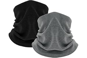 KEYRI 2 Pièces Hiver Tour de Cou Thermique Cache-Cou Col Hiver écharpe Tube Chaud épais chaud pour le temps froid et froid Ski Cyclisme Moto Running Velo Hiver Taille Unique (2, Noir Gris)