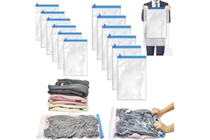 VORHOT 12 sztuk worków próżniowych na ubrania podróżne do walizki, rolka ręczna 40 x 60 cm 35 x 50 cm