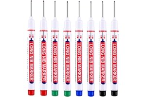 COUDUAN 8 PCS Long Nib Marker Pen Waterproof Construction Marker Pens,Multi-Purpose Deep Hole Pens Drill Hole,Colorful Marking Carpenter for Woodworking And Carpenters Builders Hardware(Black/Blue/Red/Green)