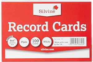 Silvine Record Cards 152x102 mm Plain Pack of 100 - Color: White